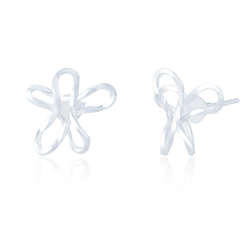 Anthea Flower Stud Earrings - Silver