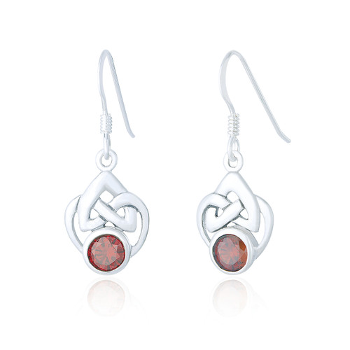 Murron Celtic Drop Earrings - Ruby C.Z