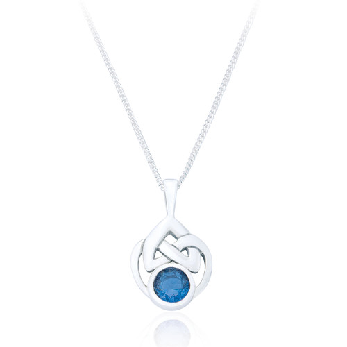 Murron Celtic Pendant & Chain - Sapphire C.Z