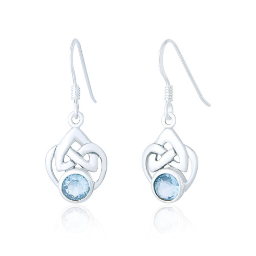 Murron Celtic Drop Earrings - Aquamarine C.Z
