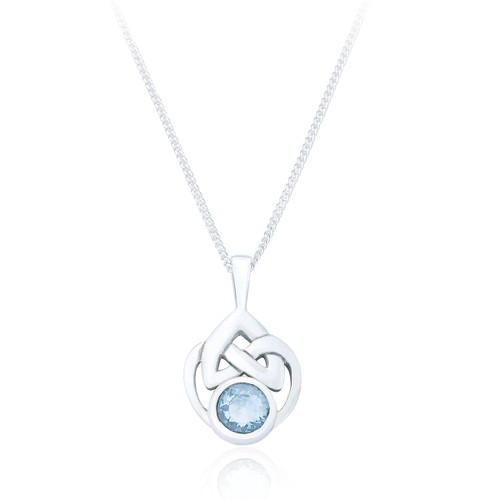 Murron Celtic Pendant & Chain - Aquamarine C.Z