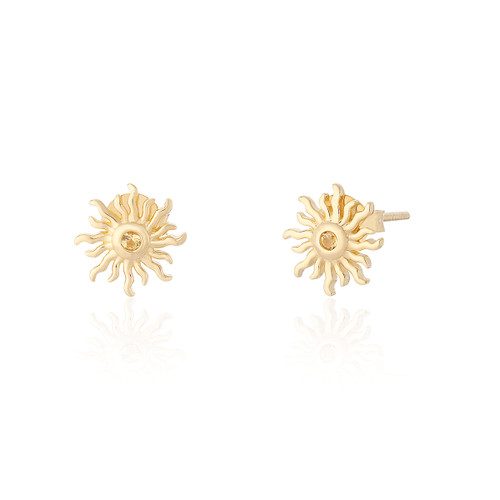 Solstice C.Z Sun Stud Earrings - Gold