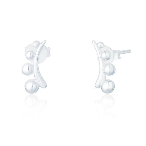 Anthea Beaded Stud Earrings - Silver