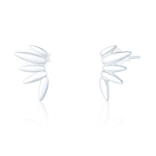 Anthea Pointed Stud Earrings - Silver