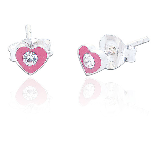 Pink Heart Stud  (3 pair pack )