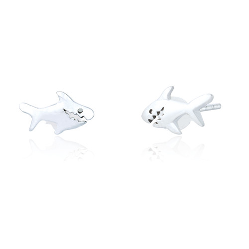 Shark Stud - Silver (3 pair pack )