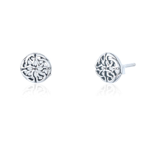Celtic Circle Knotwork Stud - Silver (3 pair pack )