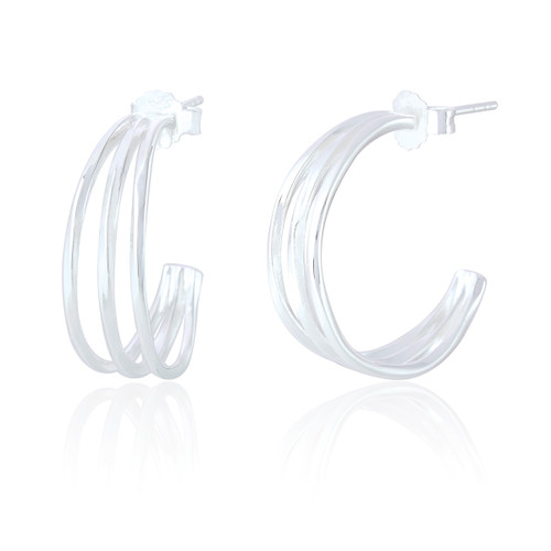 Gabriela Triple Hoop Earrings - Silver