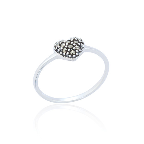 Heidy Marcasite Heart Ring - Silver