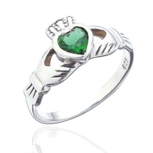 Ciara Claddagh Heart Ring - Emerald Cubic Zirconia