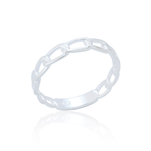 Hudson Fine Squoval Chain Ring - Silver