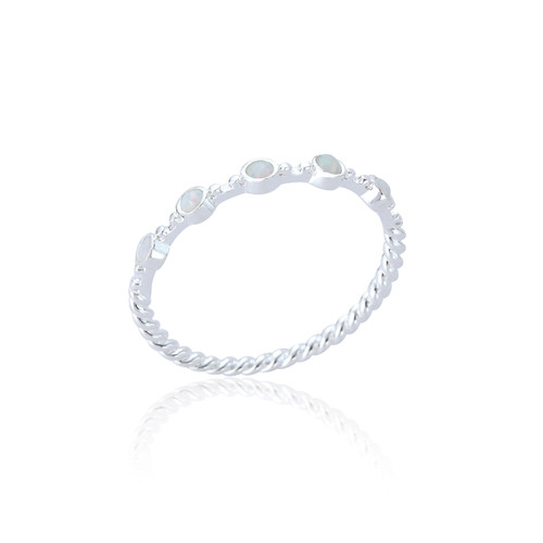 Aster Small Stone Ring - White Opal
