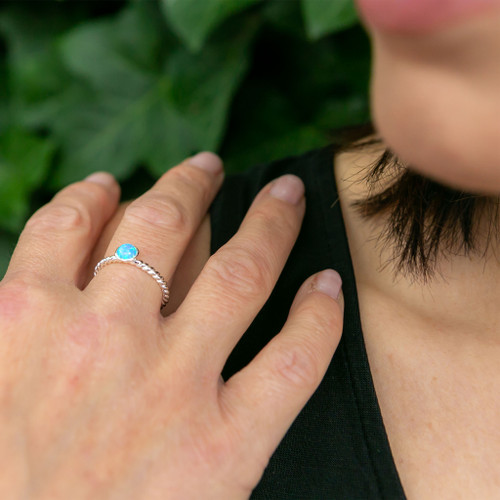 Jemima Stone Ring - Blue Opal