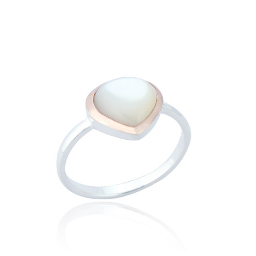 Sevilla Mother of Pearl Teardrop Ring - Mixed Metal