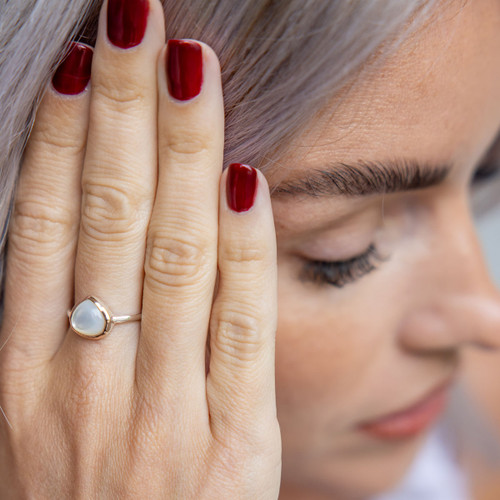 Sevilla Mother of Pearl Teardrop Ring - Mixed Metal