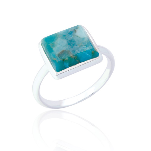 Liga Square Turquoise Ring - Silver
