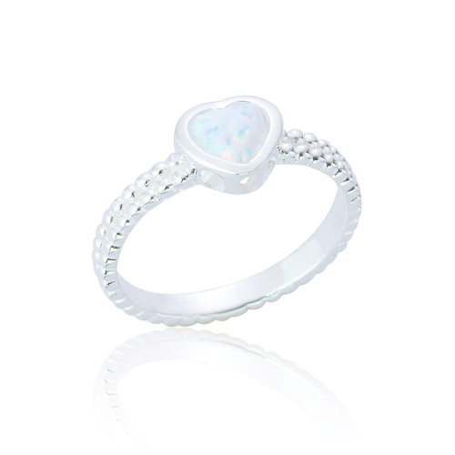 Katia Heart Ring - White Opal