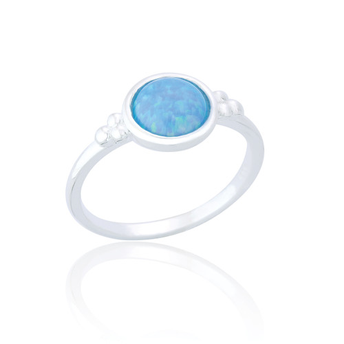 Dema Round Stone Ring - Blue Opal