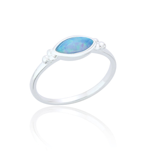 Dema Marquise Stone Ring - Blue Opal