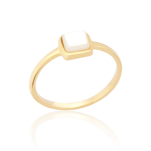 Liga Small Square Mother of Pearl Ring - Gold