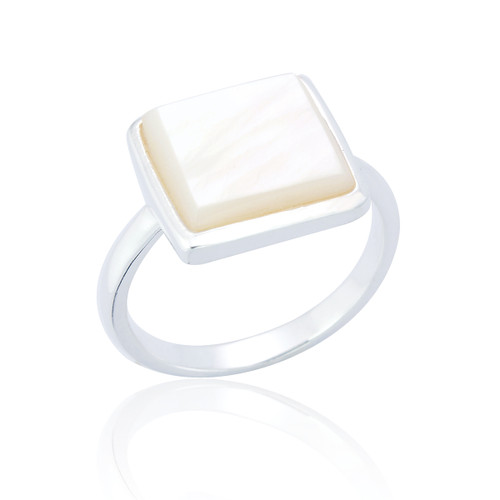 Liga Square Mother of Pearl Ring - Silver