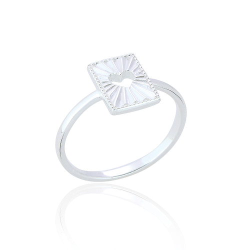 Cleo Heart Plaque Ring - Silver