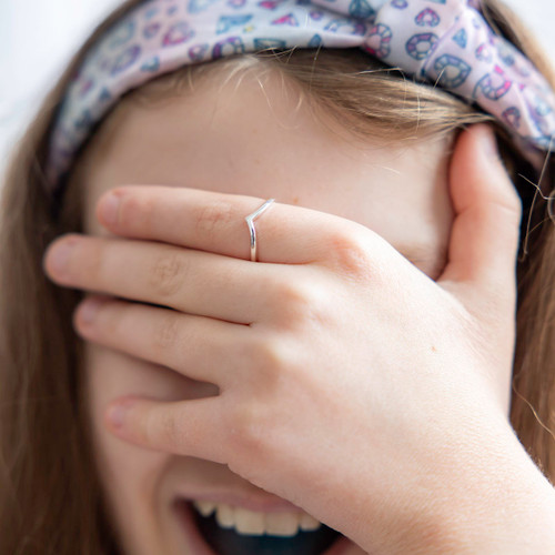 Mollie Girls Wishbone Ring - Silver (5 PACK)