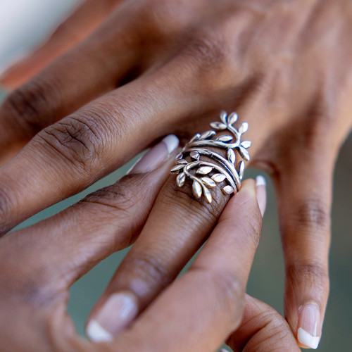 Rina Vine Statement Ring - Silver