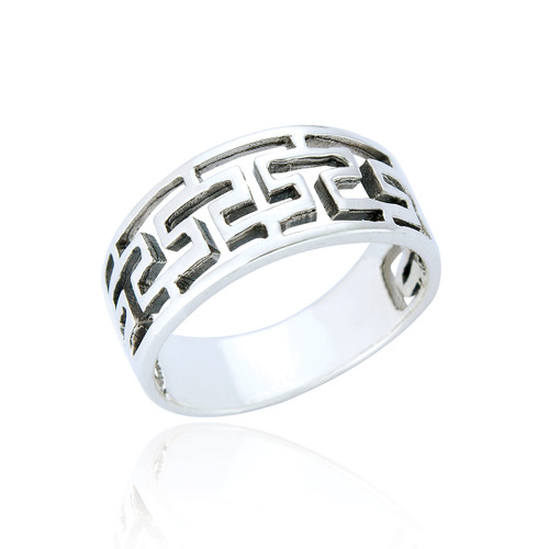 Paros Greek Key Ring - Silver