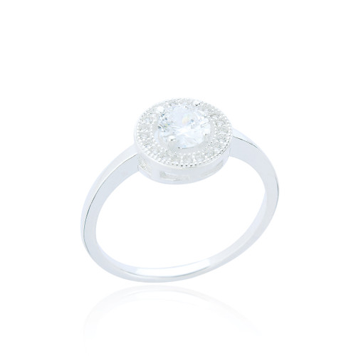 Edina C.Z Halo Ring - Silver