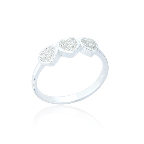Edina C.Z Heart Ring - Silver