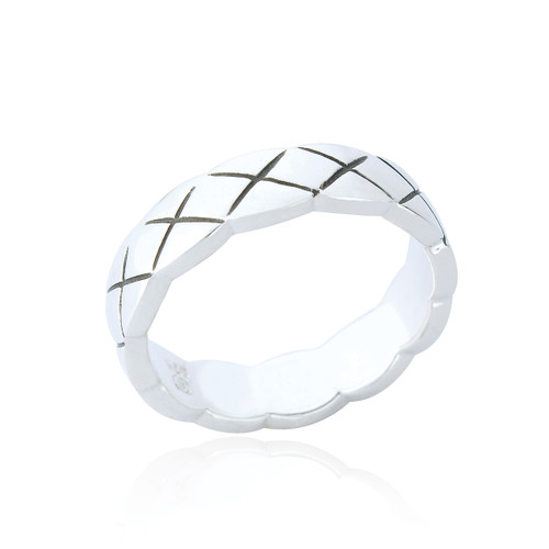 Opus Wide Quilted Ring - Silver