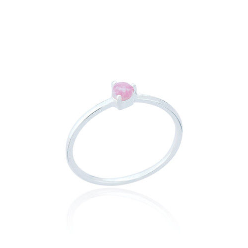 Rowen Pink C.Z Solitaire Ring - Silver (5 PACK