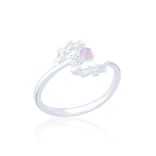 Iona Pink Opal Thistle Ring - Silver