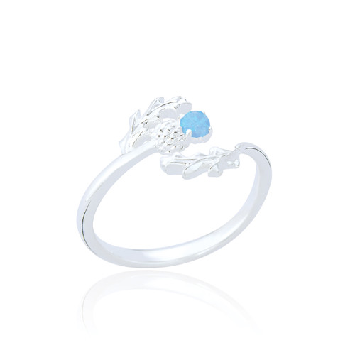 Iona Blue Opal Thistle Ring - Silver
