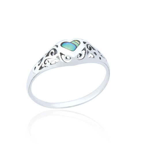 Lira Filigree Heart Ring - Abalone