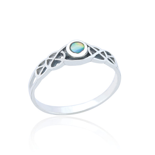 Lira Celtic Braid Ring - Abalone