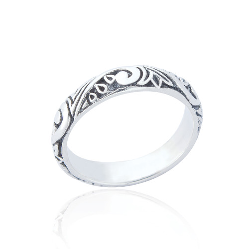 Kenna Scroll Band Ring - Silver