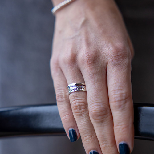 Kira Hammered Band Ring - Silver