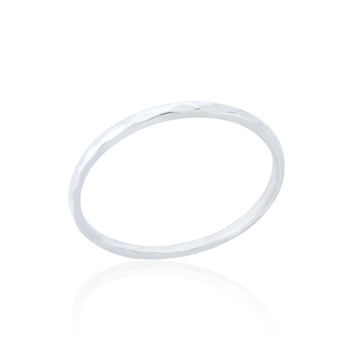 Landa Slim Hammered Ring - Silver