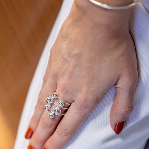 Keisha Ball Statement Ring - Silver