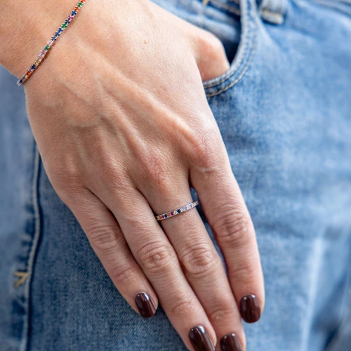 Ticia C.Z Band Ring - Rainbow