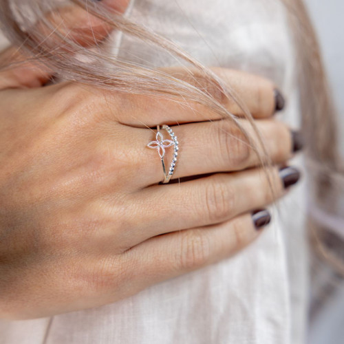 Ticia Flower Ring - Silver