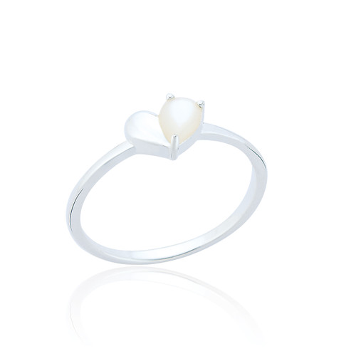 Indira Mother of Pearl Heart Ring - Silver