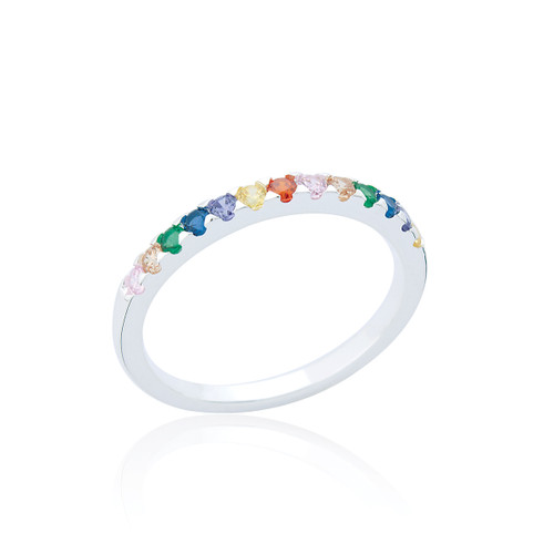 Zina C.Z Band Ring - Rainbow