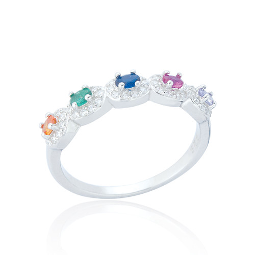 Zadie Oval C.Z Ring - Rainbow