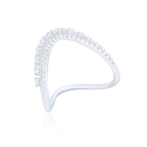 Zaha C.Z V-Shaped Ring - Silver