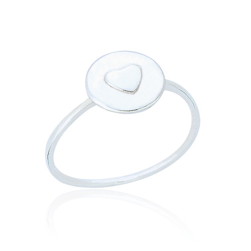 Zahia Heart Disc Ring - Silver