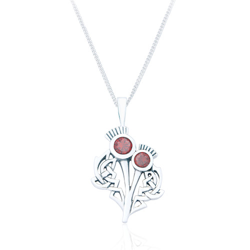 Murron Thistle Pendant & Chain - Ruby C.Z