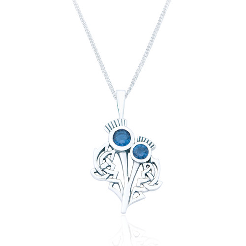 Murron Thistle Pendant & Chain - Sapphire C.Z